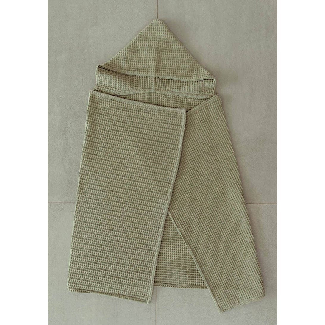 Maxi cape de bain nid d'abeille vert sauge