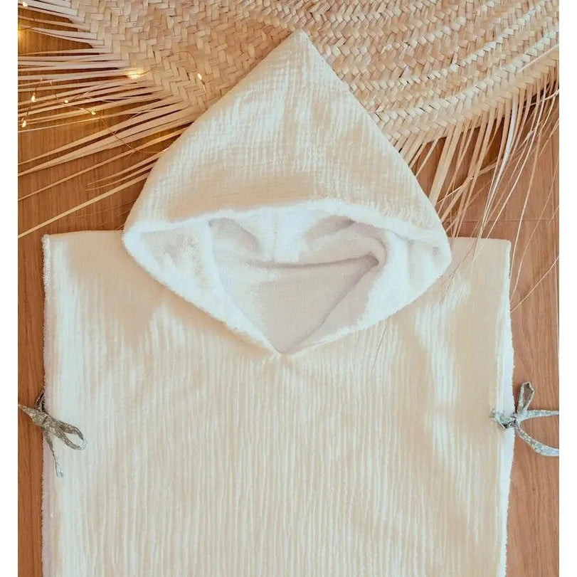 Poncho de bain écru