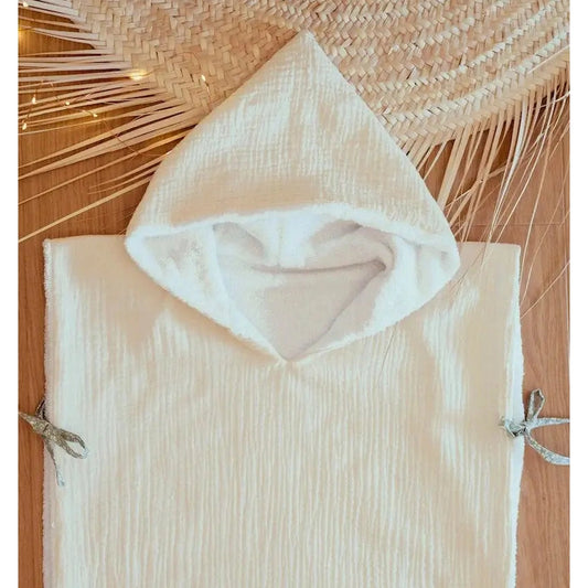 Poncho de bain écru