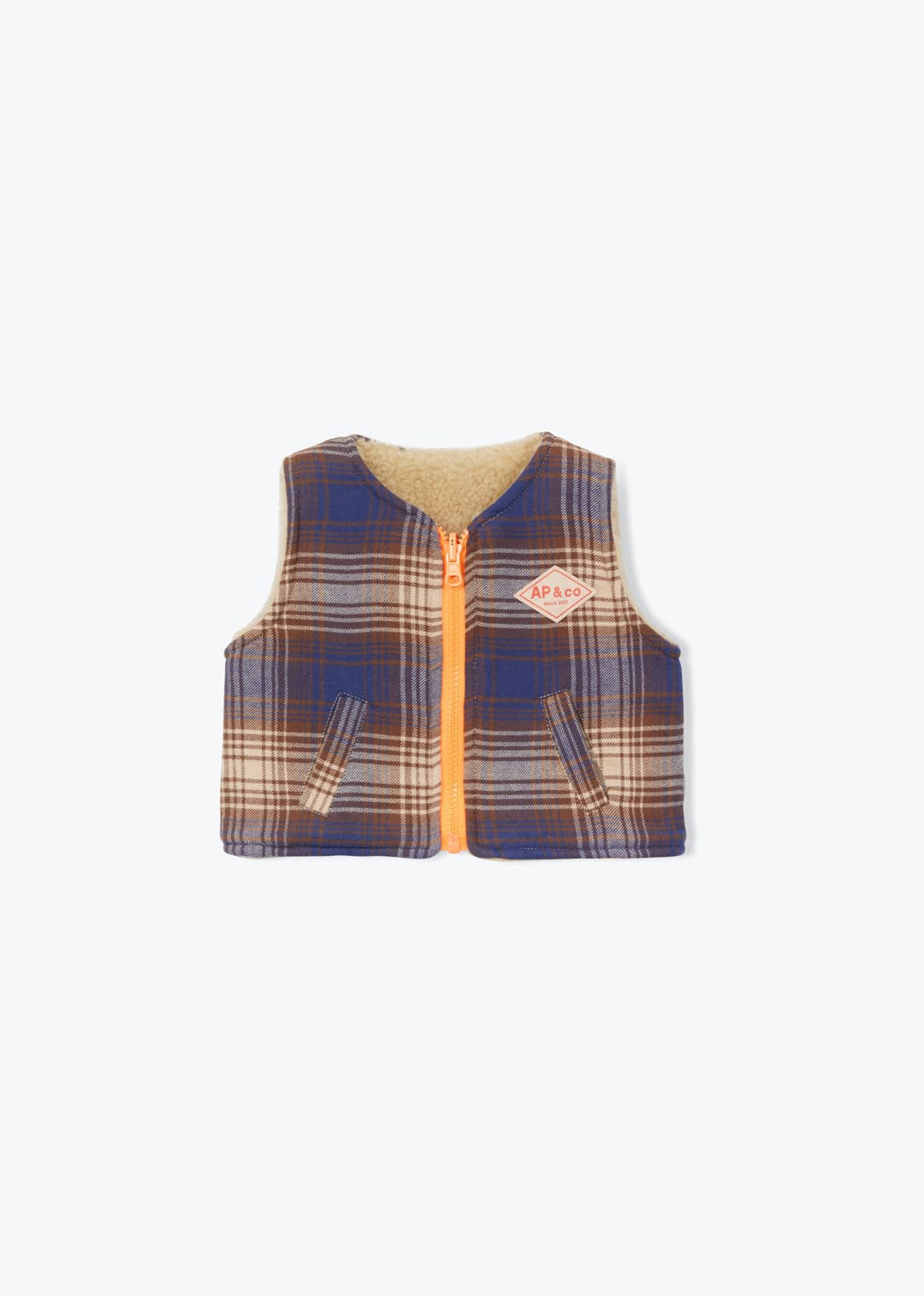 Gilet bébé écossais réversible marine 6 mois
