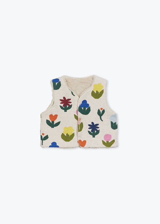 Gilet Bébé Molleton Fleurs réversible