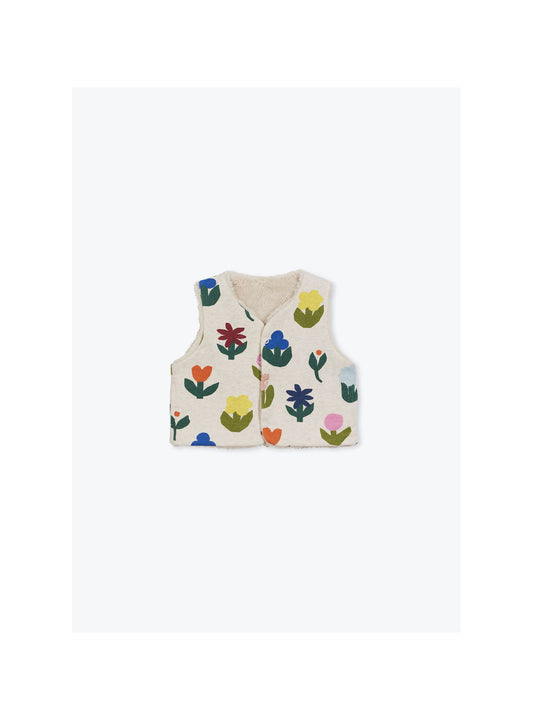 Gilet Bébé Molleton Fleurs réversible