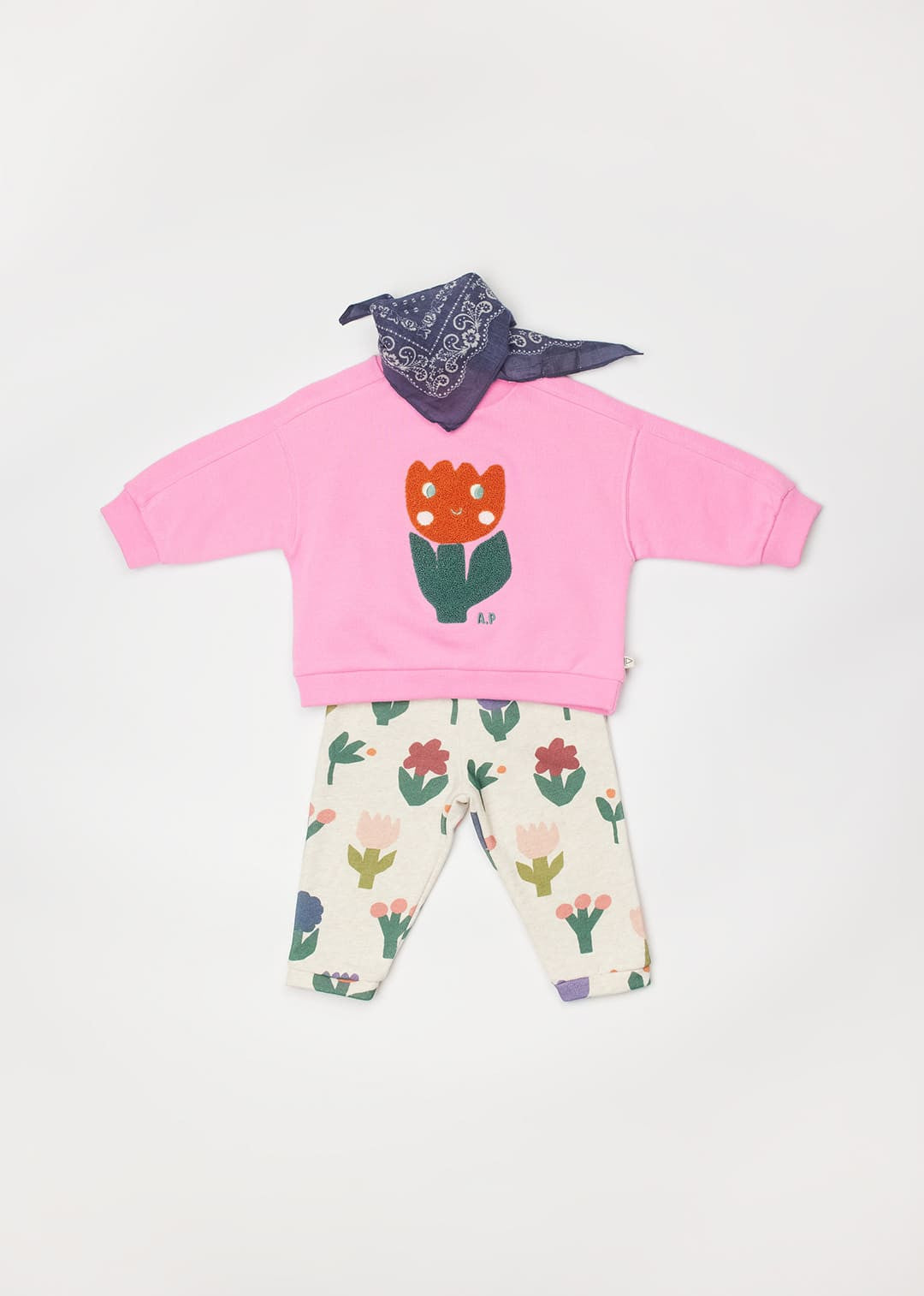 Jogger bébé en molleton fleurs