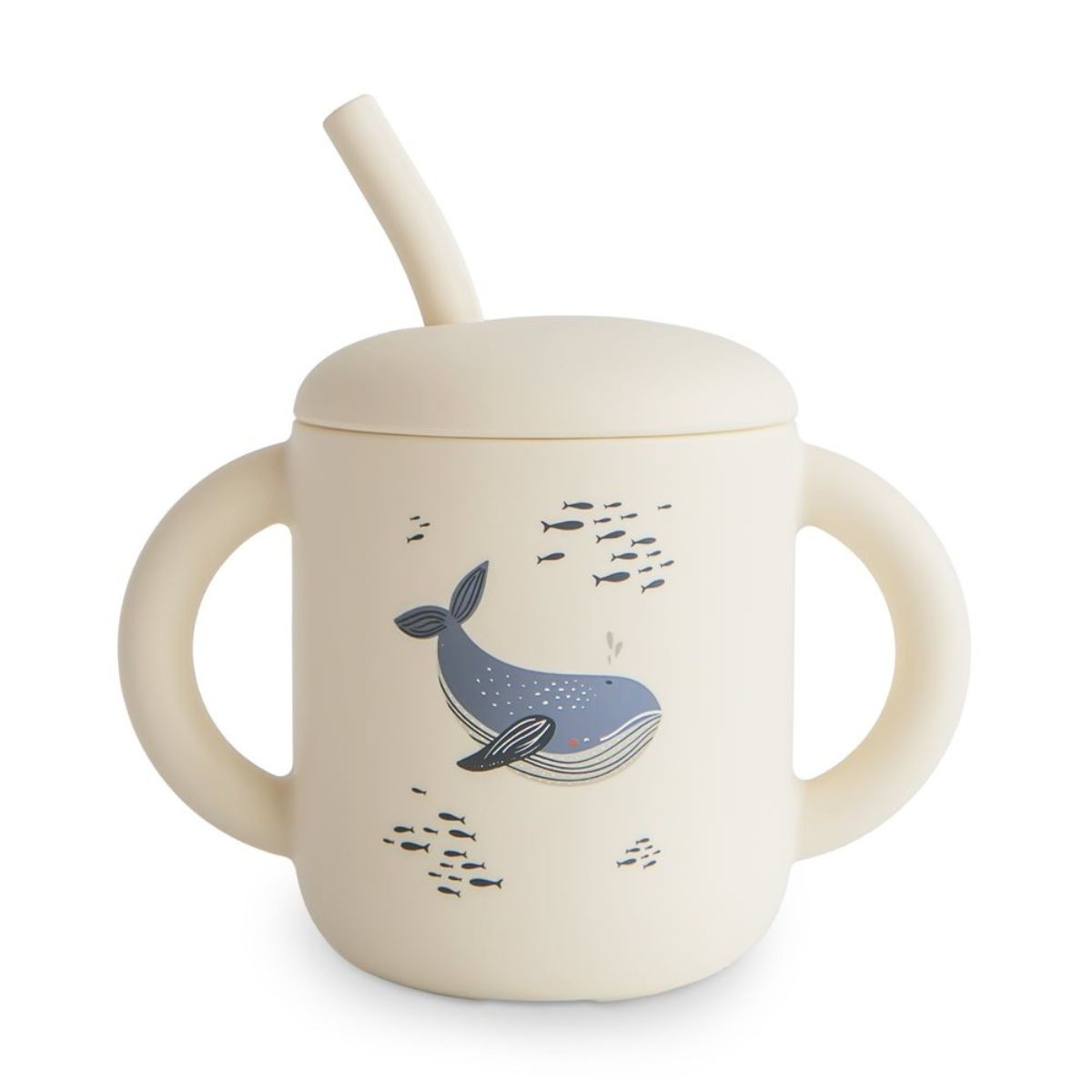 Tasse d’apprentissage en silicone avec paille – Baleine