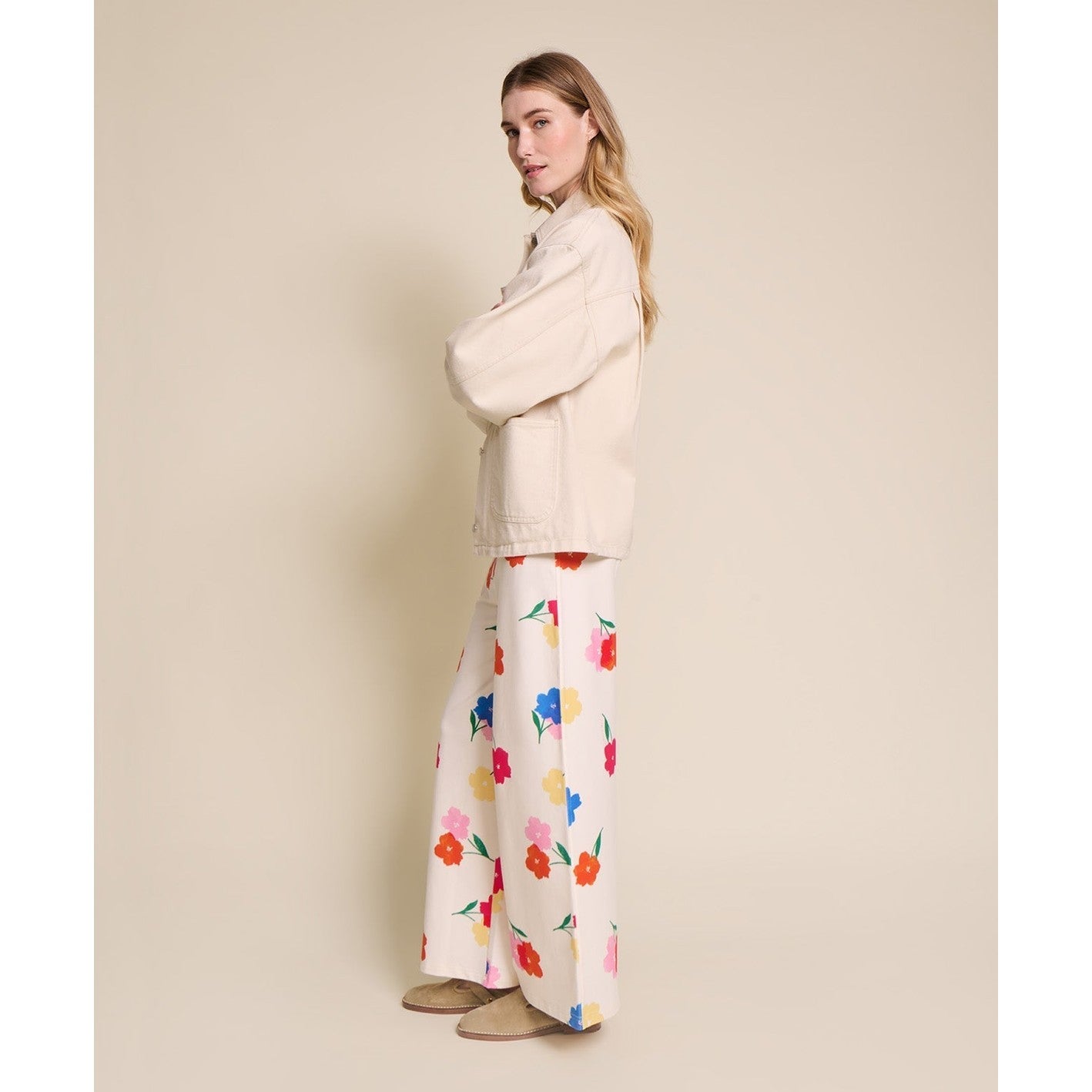 Le pantalon Pauline en coton bio - Anémones bouquet