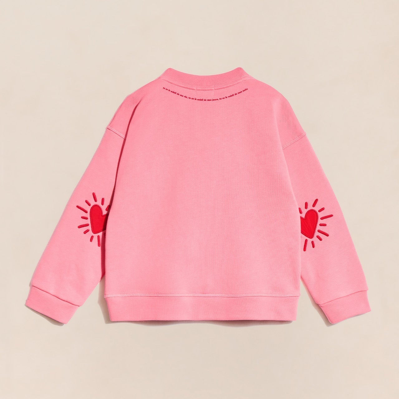 Le sweat Coeur solaire enfant avec coudières en coton bio - rose
