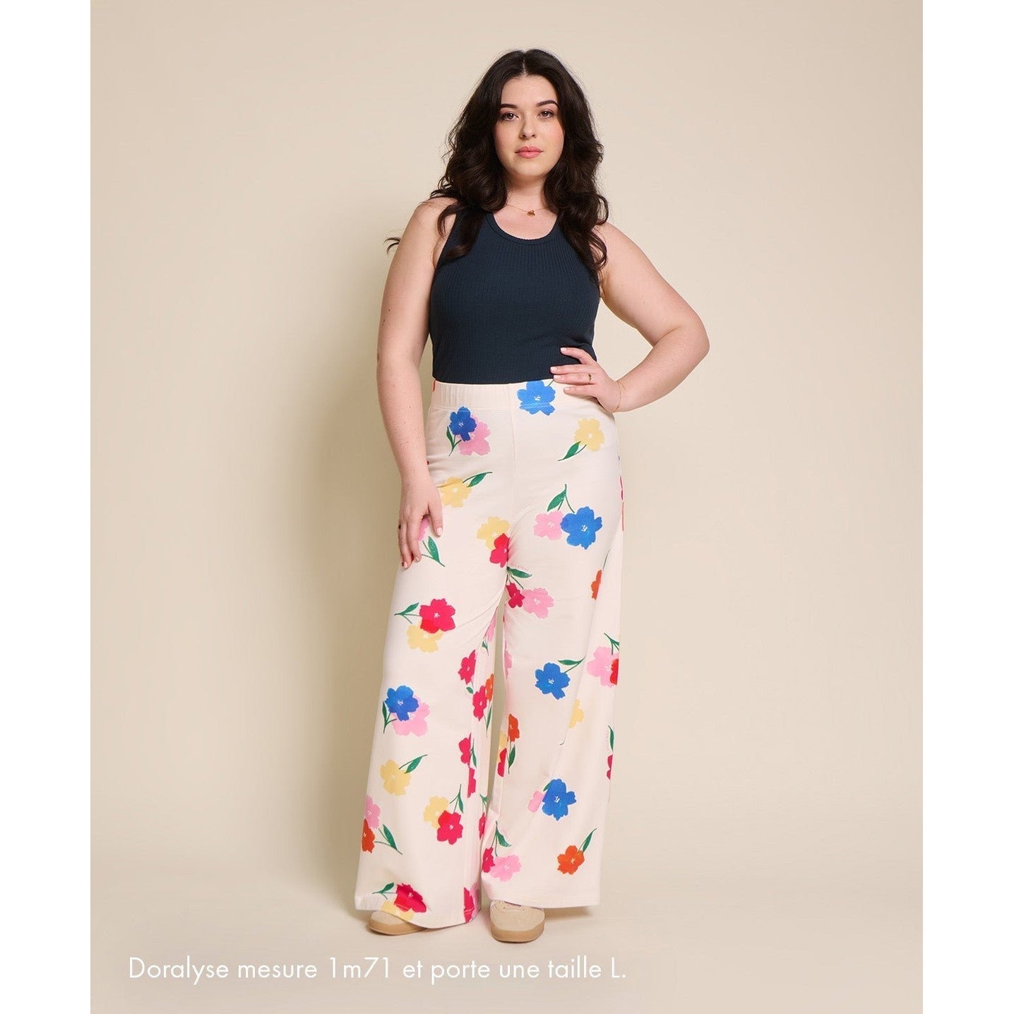 Le pantalon Pauline en coton bio - Anémones bouquet