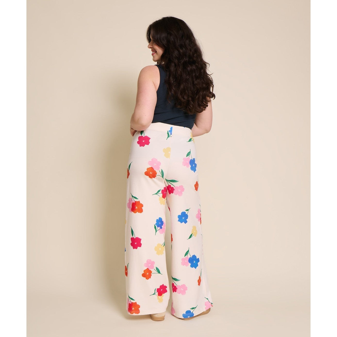 Le pantalon Pauline en coton bio - Anémones bouquet