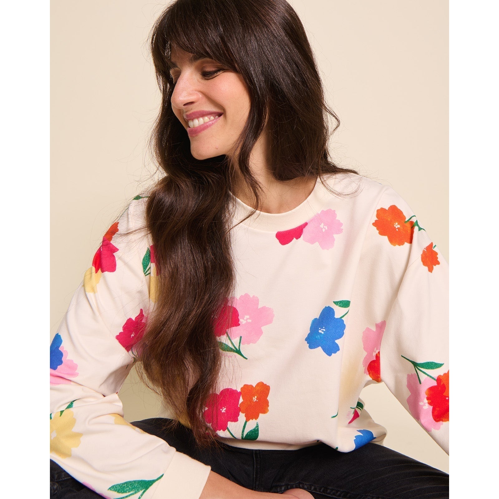 Le sweat Swann en coton bio - Anémones bouquet