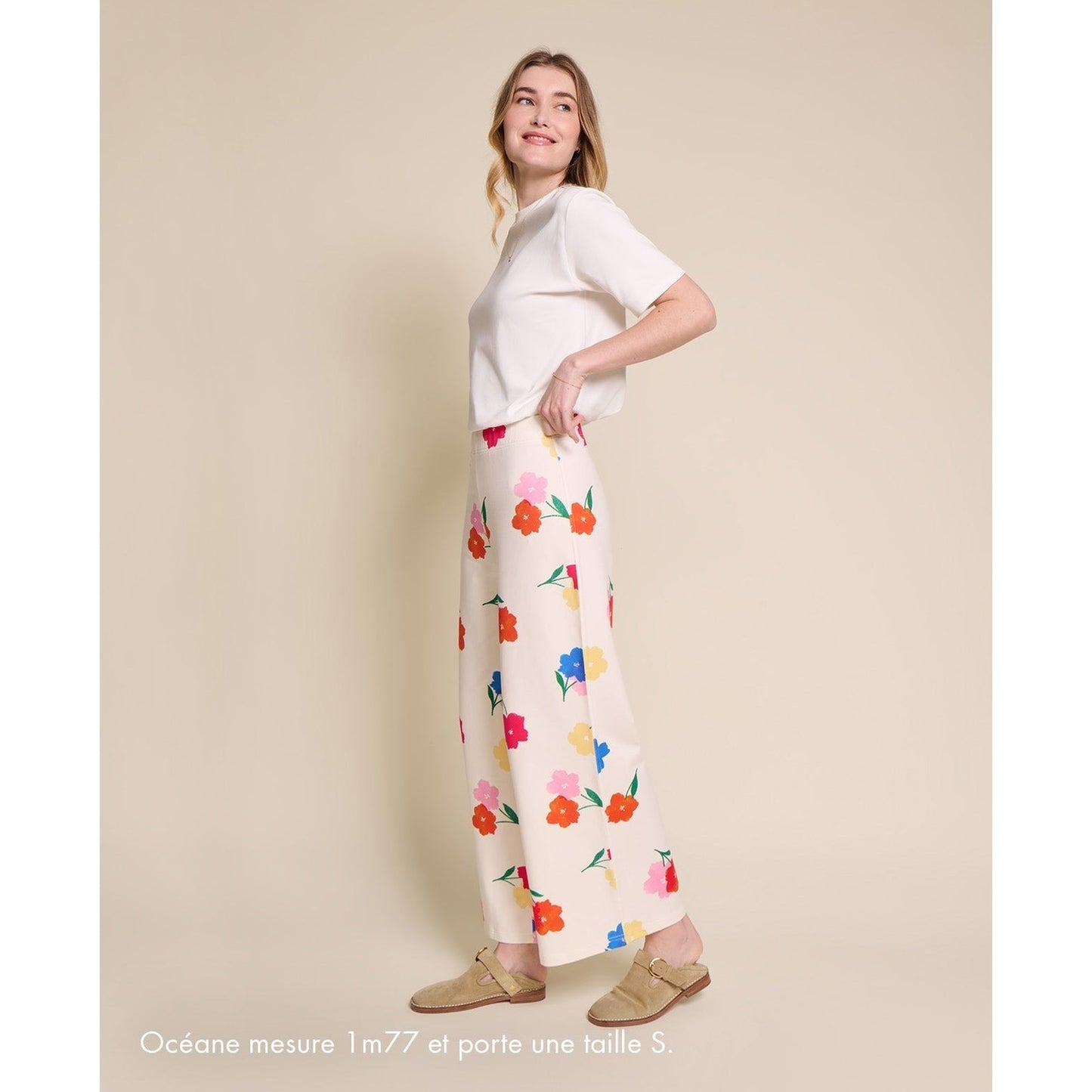 Le pantalon Pauline en coton bio - Anémones bouquet