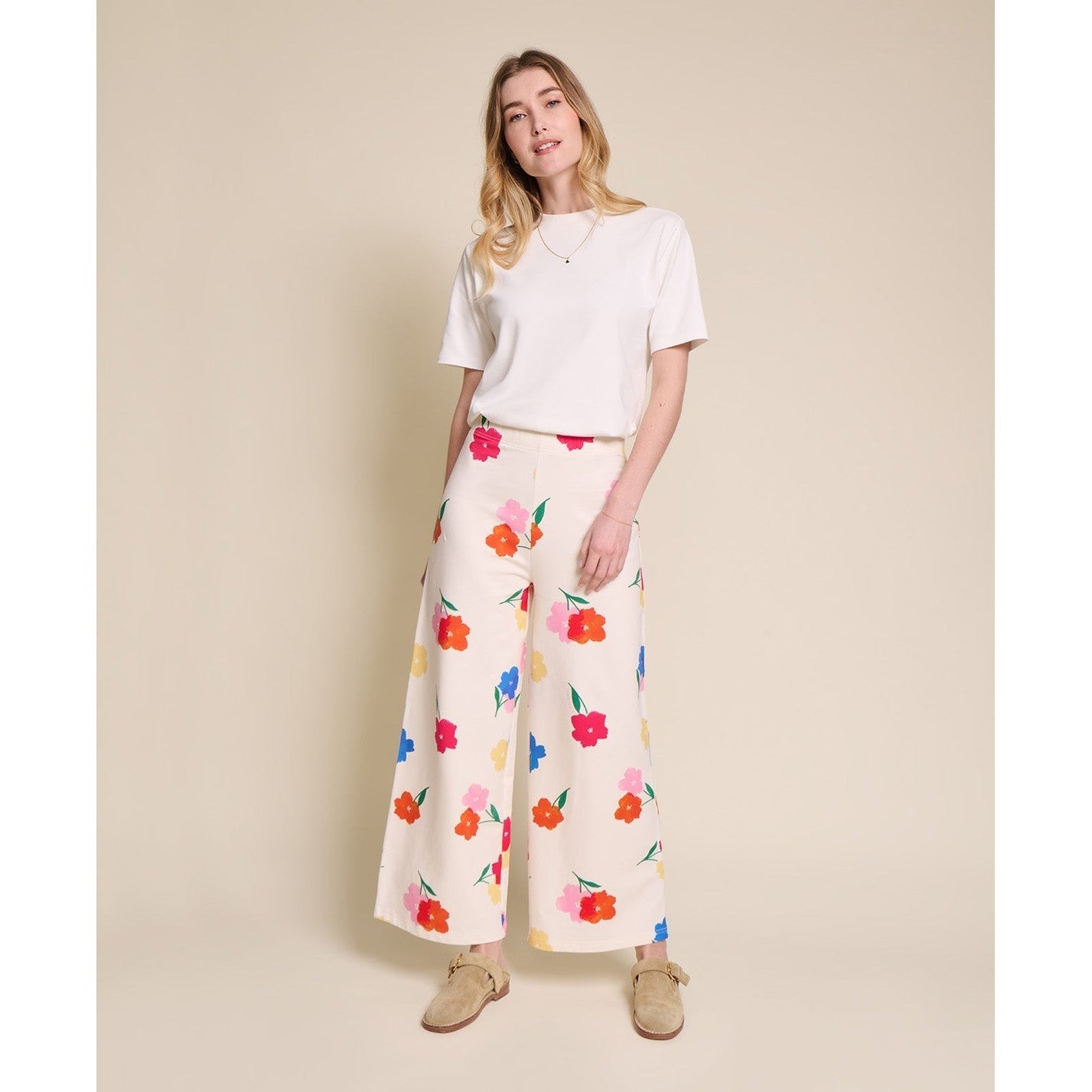 Le pantalon Pauline en coton bio - Anémones bouquet