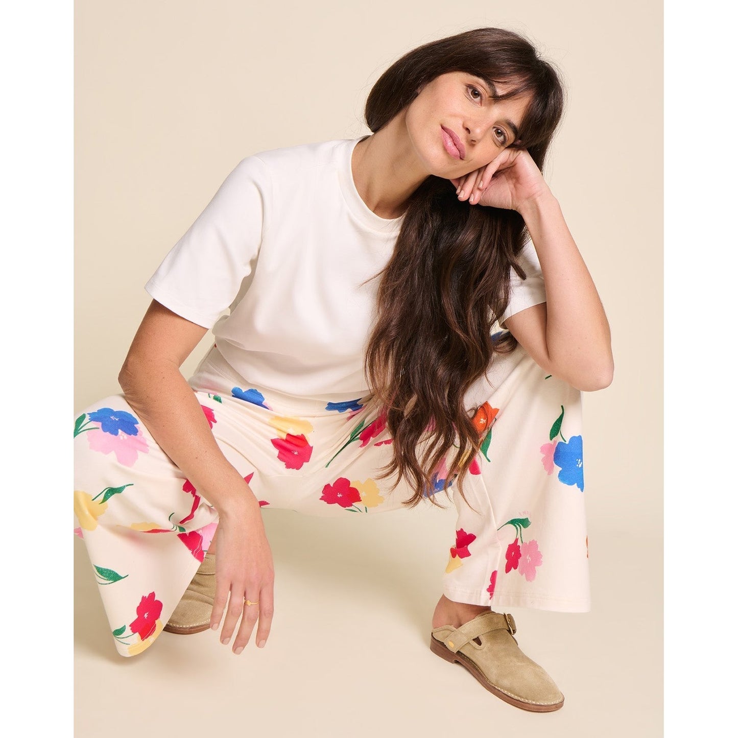 Le pantalon Pauline en coton bio - Anémones bouquet