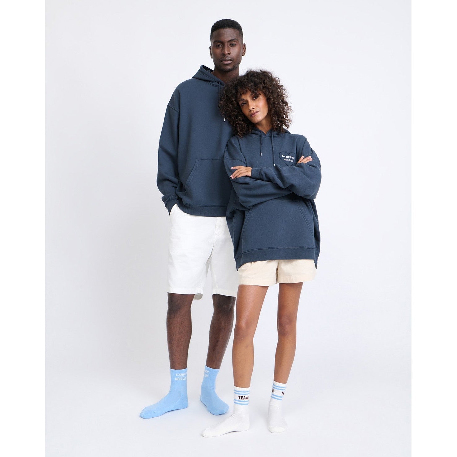 Les chaussettes Dream team - crème et bleu - 36/40