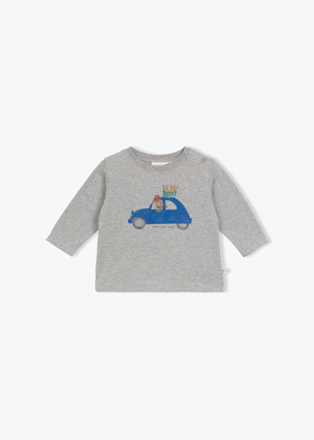 T-shirt bébé voiture gris chiné