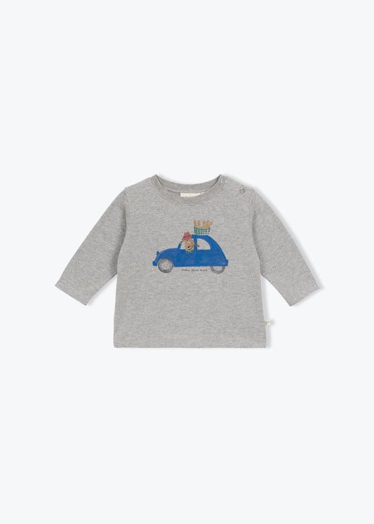 T-shirt bébé voiture gris chiné