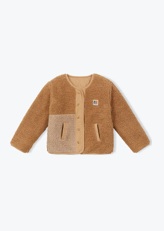 Veste sherpa réversible jaune camel